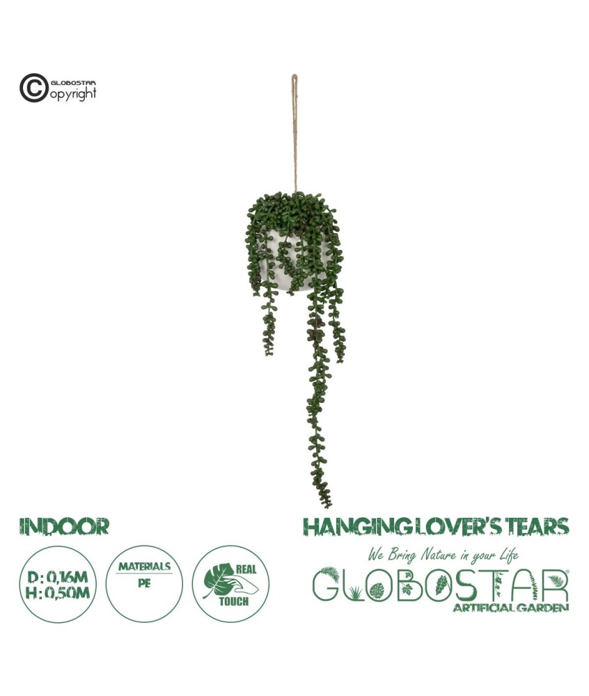 GloboStar® Artificial Garden HANGING LOVER'S TEARS 20628 - Τεχνητό Κρεμαστό Διακοσμητικό Φυτό Lover's Tears Μ16 x Π16 x Y50cm